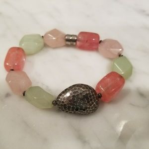 Silpada stone and Sterling silver bead bracelet